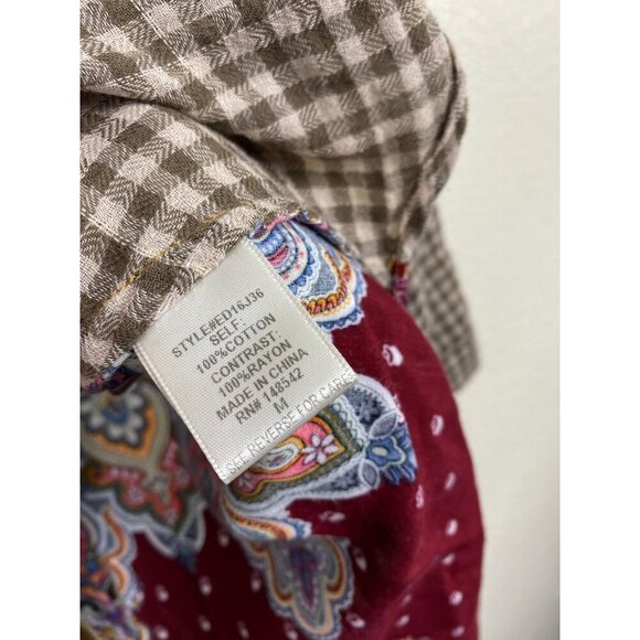 Aratta Silent Journey Anastasia Tunic Embroidered Floral Top Women Medium Plaid - Picture 4 of 16